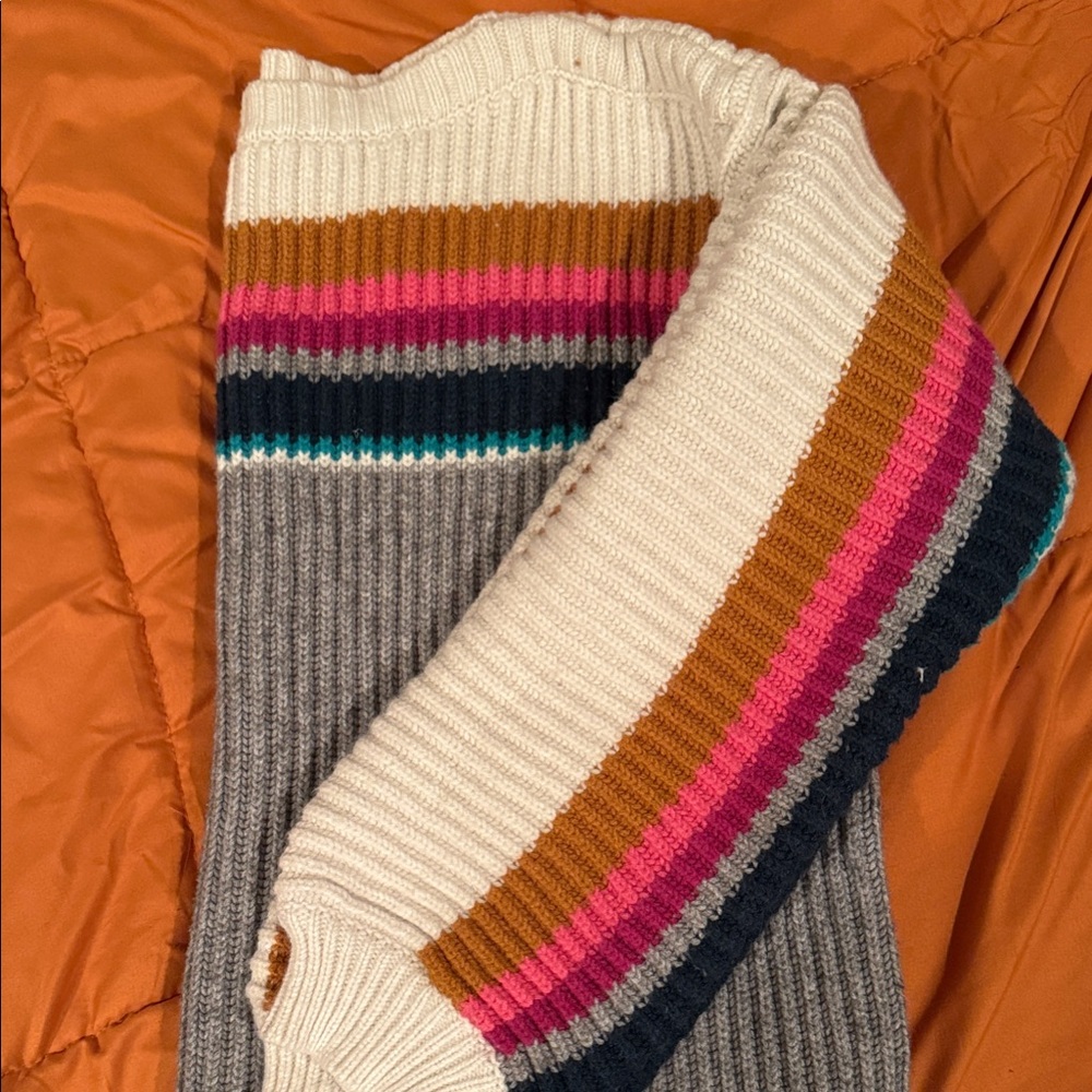 Anthro Rainbow striped knit winter sweater